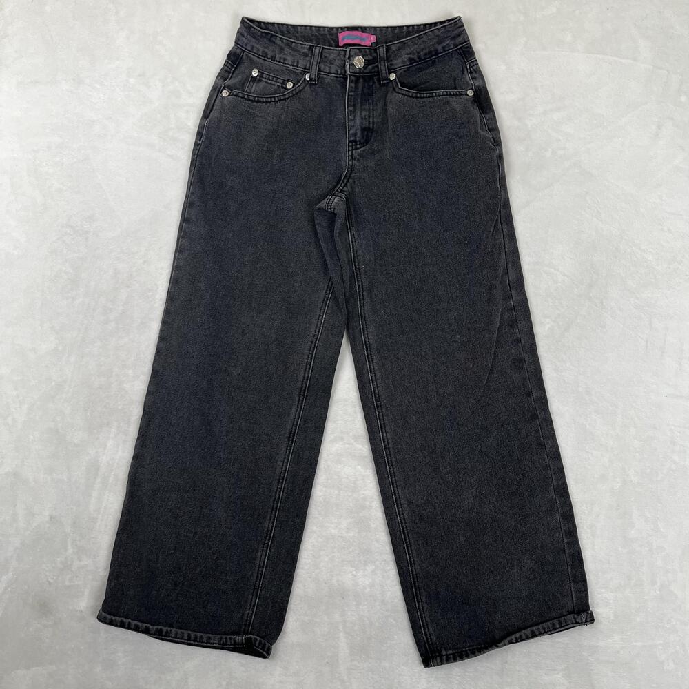 Edikted Wide Leg Jeans Womens XS Gray Charcoal Wash Relaxed Denim Pants